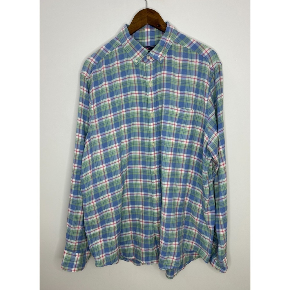 Vineyard Vines Classic Fit Soft Murray Shirt Blue Green Pink Plaid Men's Large - Picture 3 of 11